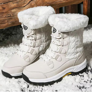 Sepatu bot salju musim dingin wanita, sepatu bot setengah panjang, sepatu bot salju musim dingin Anti air, Sol atas tinggi Anti selip, kain penambah tinggi - Product Image 3