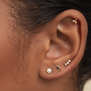 Clous d'oreille à dos plat en acier inoxydable 16g, motif diamant pavé, pour enfants, bijoux de studio de piercing, pour lèvres et corps (oreilles) - Product Image 1
