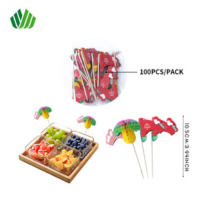 Palillos de frutas desechables en forma de seta, decoraciones para pasteles, palillos de bambú para cóctel - Product Image 3