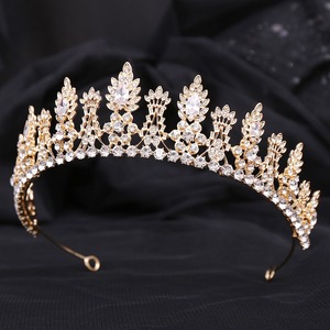 HP412 Luxe plein strass feuilles mariée mariage couronne coiffure fille princesse grand étincelant zircon alliage cheveux accessoires - Product Image 1