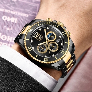 Reloj LIGE 8924 de Lujo, Reloj de Cuarzo, Cronógrafo Impermeable para Hombre, Reloj Casual de Acero Inoxidable con Fase Lunar de <span class=keywords><strong>24</strong></span> Horas para Hombre - Product Image 6