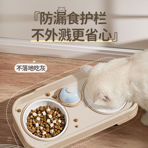 Gamelle verticale double couche anti-fuite pour chats et chiens – Station d'alimentation intérieure - Product Image 1