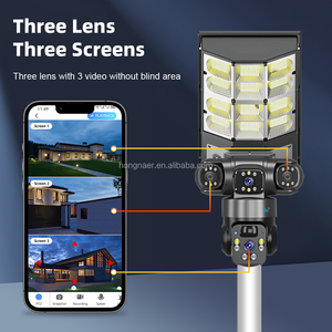 Hongnaer 12MP <span class=keywords><strong>3</strong></span>-Linsen Solarbetriebene Überwachungs-CCTV-Kamera V380 Pro Outdoor-Sicherheit 4G SIM-Karte Solar-Straßenlaterne mit Kamera - Product Image 4