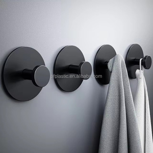 <span class=keywords><strong>Crochet</strong></span> <span class=keywords><strong>mural</strong></span> en plastique auto-adhésif noir mat crochets pour serviettes crochets ronds pour cuisine salle de bain - Product Image 6