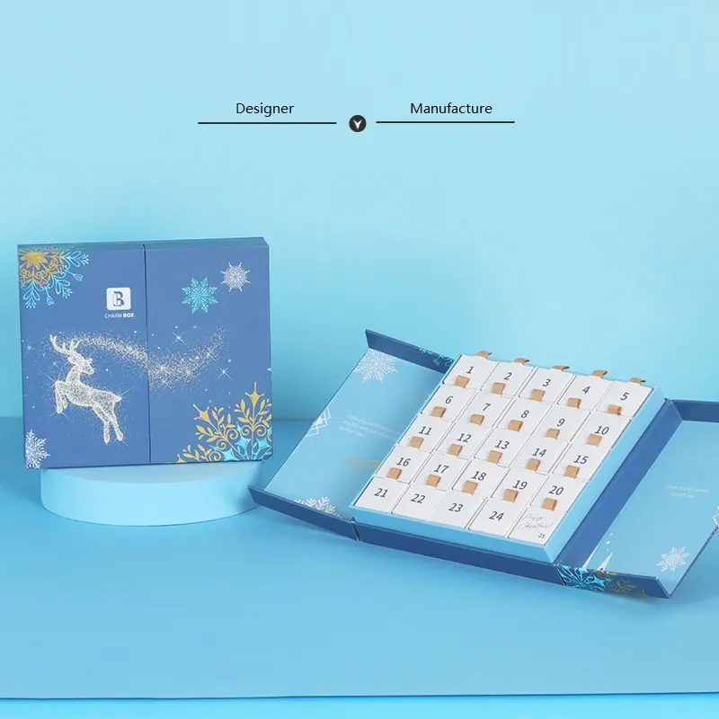 Sedex Fabriek Aangepaste Print Lege Kartonnen Kerstkalender Adventsdoos Voor Cadeau, Luxe Adventskalender Papieren Doos Voor Koekje