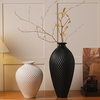 Vase en céramique moderne minimaliste à motif tourbillonnant, pots mats noirs et blancs pour centre de table basse