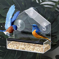 Mangeoire à oiseaux de fenêtre à ventouses en acrylique transparent, mangeoire suspendue pour oiseaux sauvages, attrape-graines transparent