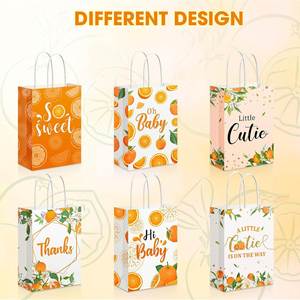 Party Treat Bags Goody Gift Bags with Handles <b>Orange</b> Theme Party Favor Tangerine Birthday Decoration Summer Supplies - Product Image 3