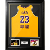Élégante vitrine pour maillot de sport avec boîte à ombre, protection UV à 98 %, en bois massif noir, pour football, basketball, baseball et soccer
