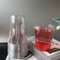 Gelas Plastik PET Transparan Bentuk Unik Custom Grosir 16oz 500ml untuk Minuman Teh Susu dengan Tutup dan Sedotan, MOQ Rendah