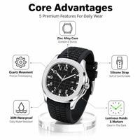 Montres de luxe pour hommes sur mesure ODM 2026 Nouvelle montre-bracelet noire résistante à l'eau 3ATM Prix de gros Montre à quartz Sr626sw pour hommes