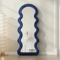 Miroir mural et de sol moderne sur mesure, grand format, design ondulé irrégulier, cadre étanche, verre durable, pour salon et salle de bain