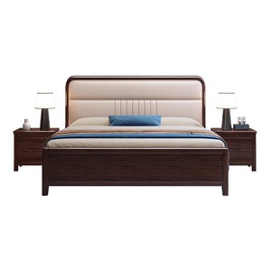 Purple Sandalwood Solid Wood Bed 1.8M Double Storage Bed Genuine Leather <b>Headboard</b> Master Bedroom Furniture - Product Image 5