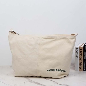 사용자 정의 조정 가능한 어깨 스트랩 크로스 바디 캔버스 가방 편지 인쇄 면 캔버스 쇼핑 토트 백 지퍼와 포켓 - Product Image 4