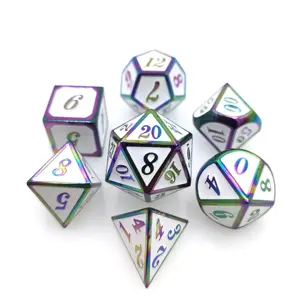 New Design Metal Dice Set for Play Tabletop DnD RPG MTG Games 7pcs D4 D6 D8 D10 D% D12 D20 Splendid and Colorful Polyhedral Dice