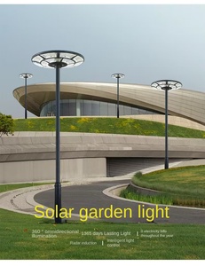 Ip67กลางแจ้งกันน้ำพลังงานสูงรอบยูเอฟโอเสาโคมไฟพลังงานแสงอาทิตย์300W LED ไฟถนนสำหรับสวนวิลล่าสแควร์โรงรถ