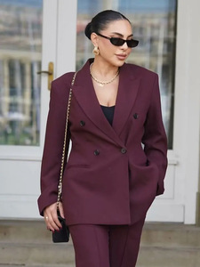 Damen 2-teiliger Modischer Büro-Anzug Exquisiter Knopf-Anzug Retro Langärmeliger Damen-<span class=keywords><strong>Blazer</strong></span>+Hose Damenanzug - Product Image 3