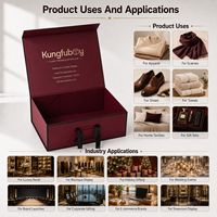 Premium Maßgefertigte Weinrote Starre Kartonbox mit Goldfolien-Logo, Magnetverschluss und Griff für Kleidung