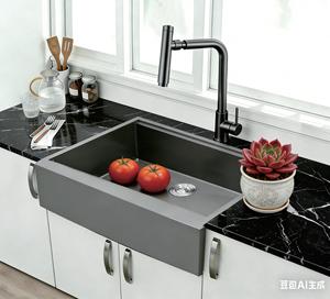 Farmhouse Apron-Front PVD Nano Silver Premium Single Bowl Undermount SUS304 Stainless Steel <b>Kitchen</b> <b>Sink</b> — Anti-Fingerprint, - Product Image 2