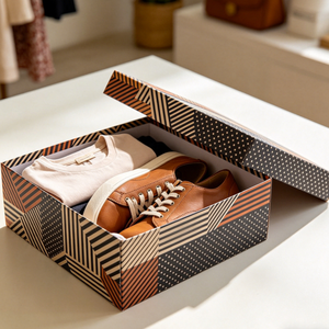 <strong>Vintage</strong> Geometric and Floral Patterned Rigid Paper <strong>Boxes</strong> Premium Printed Cardboard Packaging for Shoes <strong>Clothes</strong> and Organizing - Product Image 3