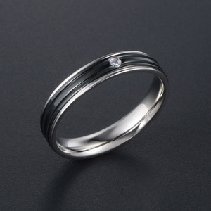 Stylish Striped Diamond <b>Couple</b> <b>Rings</b> Titanium Steel Wedding Bands Unisex Jewelry SA527 528 - Product Image 3