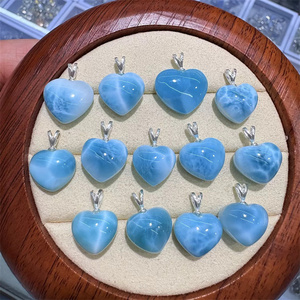 Ruban 925 pendentif en pierres précieuses pierre septarienne bleue cristal naturel artisanat bijoux Larimar pour la guérison - Product Image 1