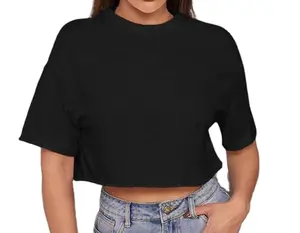 Custom Women Y2k Cute Crop Top 2023 Vintage Plus Size Blank Yoga Basic Crop Top High Quality Oversized T-shirt