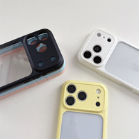 Coque de téléphone minimaliste mate avec bordure pastel pour iPhone 18 17 Pro Max 16 15 14, personnalisable avec insertion photo, protection transparente en acrylique