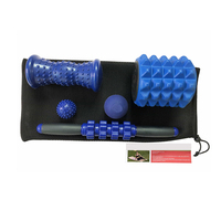 Ensemble de rouleaux en mousse de fitness 5 en 1 avec rouleaux musculaires Bâton de yoga et équipement de Pilates pour l'exercice de massage et de balle