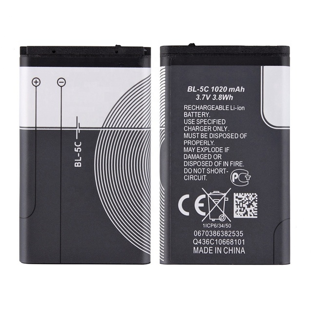 Factory Wholesale for Nokia BL-5C 1020mah Lithium Ion Replacement Phone Battery 3.7v Mobile Phone Battery