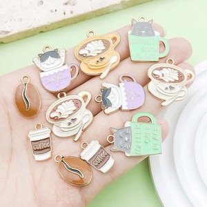 Pendentifs à thème chat et café en alliage de zinc, accessoires de bijoux DIY pour la création de bracelets et colliers, ensemble de breloques unisexe, cadeau - Product Image 2