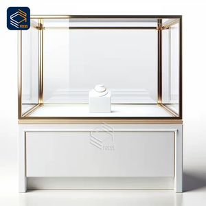Elegante Display in vetro vetrina cornice in oro Base bianca con più scaffali gioielli vendita al dettaglio del prodotto espositore - Product Image 3