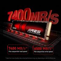 Lexar Ares SSD PCIe Gen4 NVMe M.2 2280 Internal Solid State Drive hingga 7400/6500 MB/s Baca/Tulis Kompatibel dengan Desktop Laptop