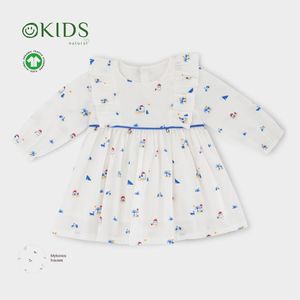 Vestiti girocollo stampati per neonata tessuti 100% cotone organico vestito per bambini pelle abiti per bambini 0-12 <span class=keywords><strong>mesi</strong></span> - Product Image 1