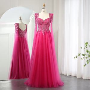 Jancember SZ242 Beautiful Fuchsia Sequins Beaded Cap Sleeve Evening Women's <b>Dresses</b> - Product Image 1