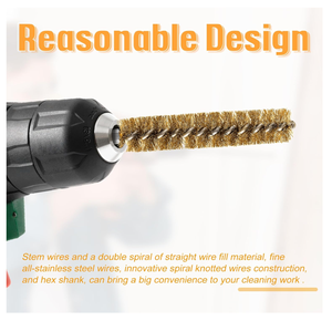 <span class=keywords><strong>Brosse</strong></span> métallique en acier de qualité industrielle personnalisable OEM, manche à queue hexagonale, poils en cuivre pour <span class=keywords><strong>perceuse</strong></span> électrique, nettoyage, polissage-pour le bricolage - Product Image 4
