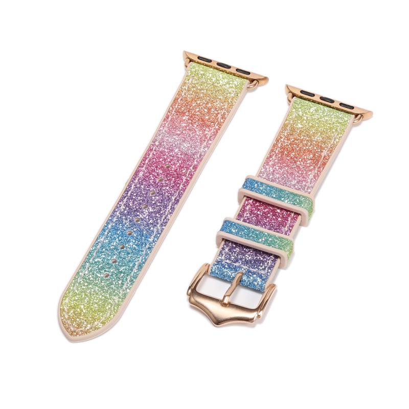 Wholesale <strong>2025</strong> New Arrivals Bling Glitter Silicone Leather Smart <strong>Watch</strong> Bands for iWatch 10/9/8 for <strong>Apple</strong> <strong>Watch</strong> 46mm 42mm 49mm