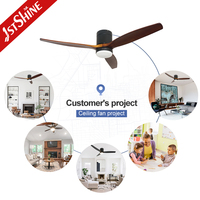 Ventilateur de plafond intelligent 1stshine avec lumière LED, design moderne professionnel, 52 pouces, pales en bois massif, télécommande, directement de l'usine