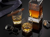 Ensemble de verres à whisky en cristal avec support en bois, style old fashioned, capacité 150ml/250ml/350ml, 2 verres, pierres à whisky en granit
