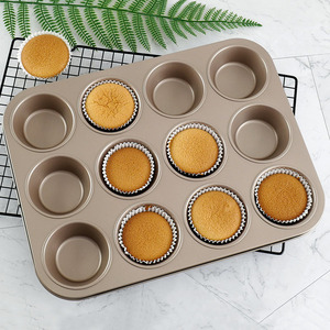 12 Cavity Cupcake Mold Muffin Donut Pan Non-Toxic Oven Safe Baking Tray Household Baking Tools - Product Image 1