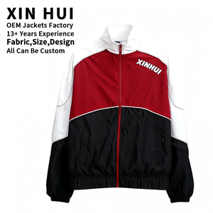 Chaqueta Cortavientos Larga con Bloques de Color y Logotipo Personalizado para Hombre, Estilo Urbano de Lujo, Oversize, Hip Hop, Cuero/Algodón, Impermeable, Resistente - Product Image 2