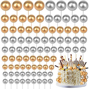 Boules de décoration de gâteau bohème de vente chaude diverses couleurs et tailles mélangées boules dorées et argentées pour les plugins de fête de gâteau d'<span class=keywords><strong>anniversaire</strong></span> - Product Image 5