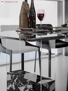 Table à manger rectangulaire en pierre naturelle de <span class=keywords><strong>Dali</strong></span>, style luxe léger, pour petit appartement, mobilier de maison, imperméable et résistant aux taches - Product Image 4