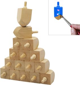 Hanukkah Dreidel in <span class=keywords><strong>legno</strong></span>, bianco in <span class=keywords><strong>legno</strong></span> naturale Chanukah Dreidel progetto fai da te dipinto per i giochi di festa di Hanukkah decorazioni di Hanukkah - Product Image 1