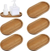 Ensemble de 6 ustensiles de table en bois écologiques et plateaux de rangement pour mini coiffeuse, distributeur de condiments pour comptoir de salle de bain et usage café