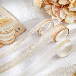 3 rouleaux de ruban PET en peluche, série de rubans tissés, dentelle faite à la main, matériel de décoration pour carnet, matériel de collage, autocollant réutilisable - Product Image 2