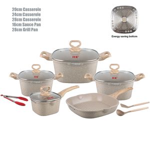 Nouveau Style Steak Pot Carré 12 Pièces En Métal Batterie De Cuisine Revêtement Antiadhésif <span class=keywords><strong>Four</strong></span> Passe Au Gaz Poêles À Induction Maison Passe Au <span class=keywords><strong>Lave</strong></span>-<span class=keywords><strong>Vaisselle</strong></span> - Product Image 2