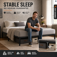 Cadre de lit en fer robuste avec support renforcé, sans bruits, installation facile, en acier, design double, taille King Size