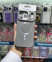 Coque hybride TPU PC pour iPhone 18 17 16 Pro Max avec support caméra métallique, charge magnétique sans fil, anti-traces de doigts et protection anti-chute