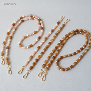 Chaîne de perles acryliques marron, <span class=keywords><strong>bijoux</strong></span>, bracelet perlé rose, <span class=keywords><strong>collier</strong></span> <span class=keywords><strong>bandoulière</strong></span>, sac de <span class=keywords><strong>téléphone</strong></span>, chaîne de sac couleur caramel, bretelles d'épaule - Product Image 1